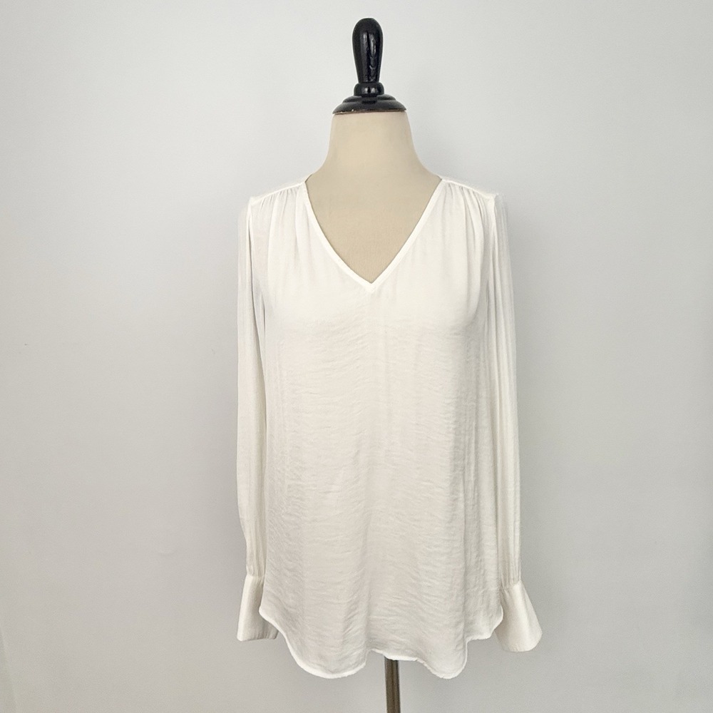 CUPCAKES AND CASHMERE Cream White Poet TOP BLOUSE Small Feminine Artsy Capsule